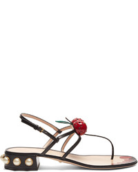 Gucci Hatsumomo Cherry Embellished Leather Sandals