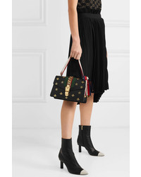 Gucci Sylvie Small Chain Embellished Printed Textured Leather Shoulder Bag