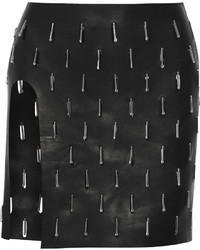 Anthony Vaccarello Embellished Leather Mini Skirt