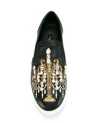 Dolce & Gabbana Candlestick Embellished Slip On Sneakers