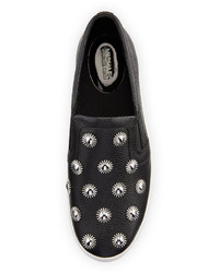 MICHAEL Michael Kors Michl Michl Kors Leo Embellished Leather Slip On Sneaker Black