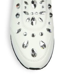 Tory Burch Laney Crystal Embellished Leather Sneakers