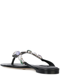 Dolce & Gabbana Crystal And Pearl Embellished Flip Flops