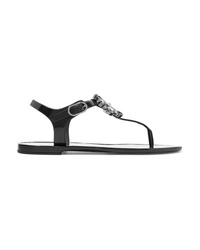 Dolce & Gabbana Crystal Embellished Rubber And Patent Leather Sandals