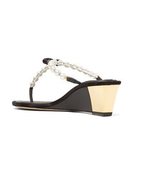 Rene Caovilla Embellished Leather Wedge Sandals