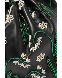 Valentino Bead Embellished Leather Tote Black