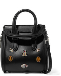 Alexander McQueen The Heroine Mini Embellished Leather Shoulder Bag Black