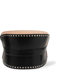 Alexander McQueen Eyelet Embellished Leather Waist Belt Black