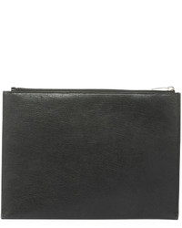Saint Laurent Charm Embellished Leather Zip Top Pouch Black