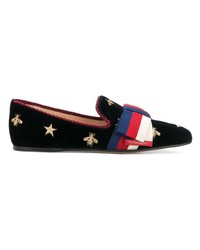 Gucci Gold Embroidered Loafers