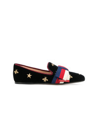 Gucci Gold Embroidered Loafers