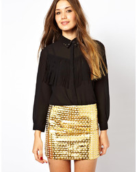 Goldie Blouse With Fringing And Embellished Collar