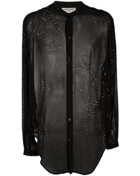 Saint Laurent Crystal Embellished Sheer Shirt