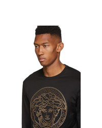 Versace Black Embellished Medusa T Shirt