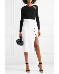 Cushnie Sienna Cutout Embellished Ribbed Knit Top