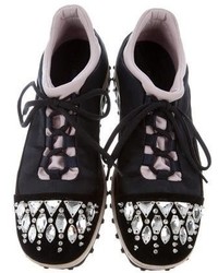 Miu Miu Crystal Embellished Low Top Sneakers