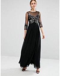 Little Mistress Maxi Dress With Embellished Bust And 34 Sleeve