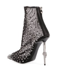 Philipp Plein Crystal Embellished Mesh Ankle Boots