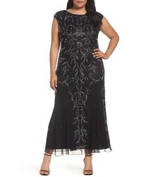 Pisarro Nights Plus Size Godet Inset Embellished Gown