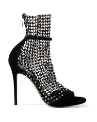 Rene Caovilla Crystal Embellished Mesh And Suede Sandals