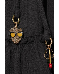 Stella McCartney Embellished Cotton Seersucker Midi Dress Black