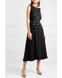REDVALENTINO Embellished Ruffled Crepe Midi Dress