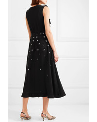 REDVALENTINO Embellished Ruffled Crepe Midi Dress