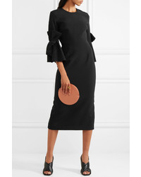 Roksanda Lavette Crepe Bow Embellished Midi Dress Black