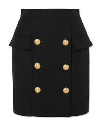 Balmain Button Embellished Wool Mini Skirt