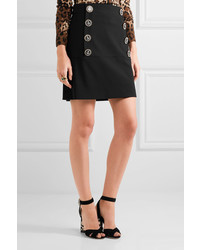 Dolce & Gabbana Embellished Wool Blend Mini Skirt Black