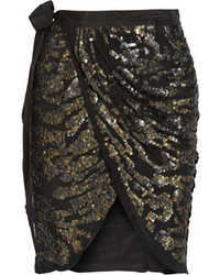 Isabel Marant Felmira Embellished Silk Georgette Mini Wrap Skirt