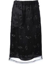 Black Embellished Pencil Skirt