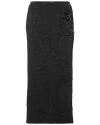 Rochas Embellished Satin Midi Skirt Black
