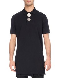 Givenchy Embellished Button Extended Hem Polo Shirt