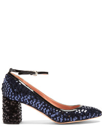 Rochas Mary Jane Sequin Embellished Pumps