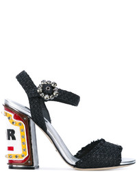 Dolce & Gabbana Embellished Raffia Keira Sandals