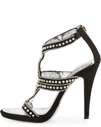 Rene Caovilla White Beaded And Crystal Embellished Sandal Gray