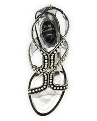 Rene Caovilla White Beaded And Crystal Embellished Sandal Gray