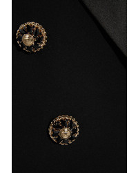 Versace Embellished Satin Trimmed Silk Crepe Blazer Black