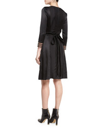 Marc Jacobs 34 Sleeve Embellished A Line Dress Black