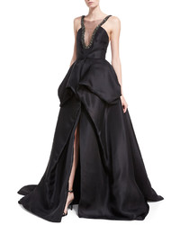 Monique Lhuillier Embellished Satin Ball Gown