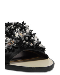 Lanvin Embellished Satin Slides Black