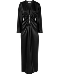 Black Embellished Satin Maxi Dress