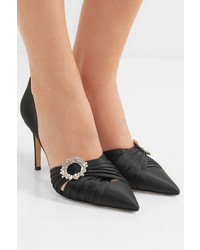 Gianvito Rossi 85 Crystal Embellished Satin Pumps