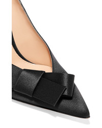 Gianvito Rossi Kyoto 100 Bow Embellished Satin Pumps Black