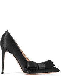 Gianvito Rossi Kyoto 100 Bow Embellished Satin Pumps Black