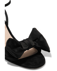 Miu Miu Bow Embellished Satin Sandals Black
