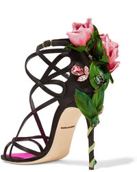 Dolce & Gabbana Embellished Satin Sandals Black