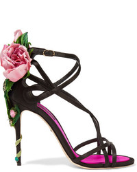 Dolce & Gabbana Embellished Satin Sandals Black