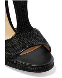 Jimmy Choo Lana Embellished Satin Sandals Black